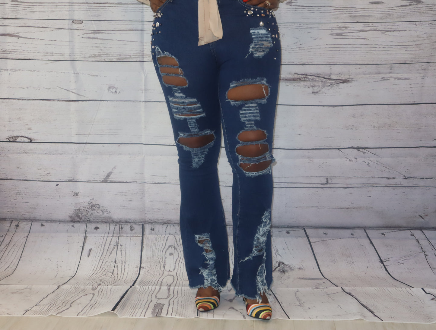 Pearls in Distress Jeans